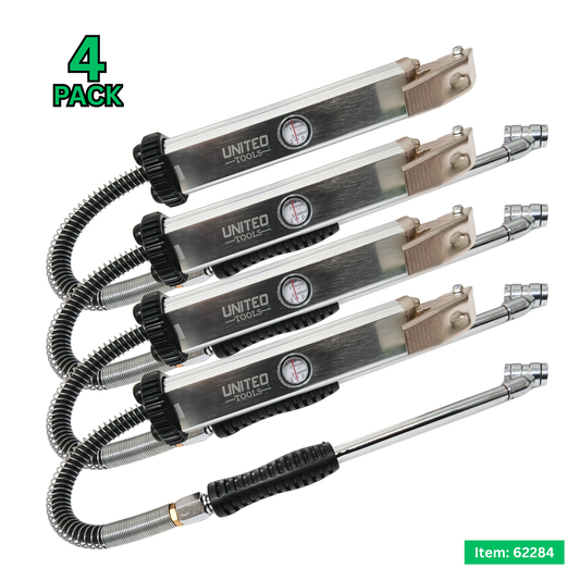 4 Pack Professional Tyre Inflator & Gauge 160psi 11bar Heavy Duty
