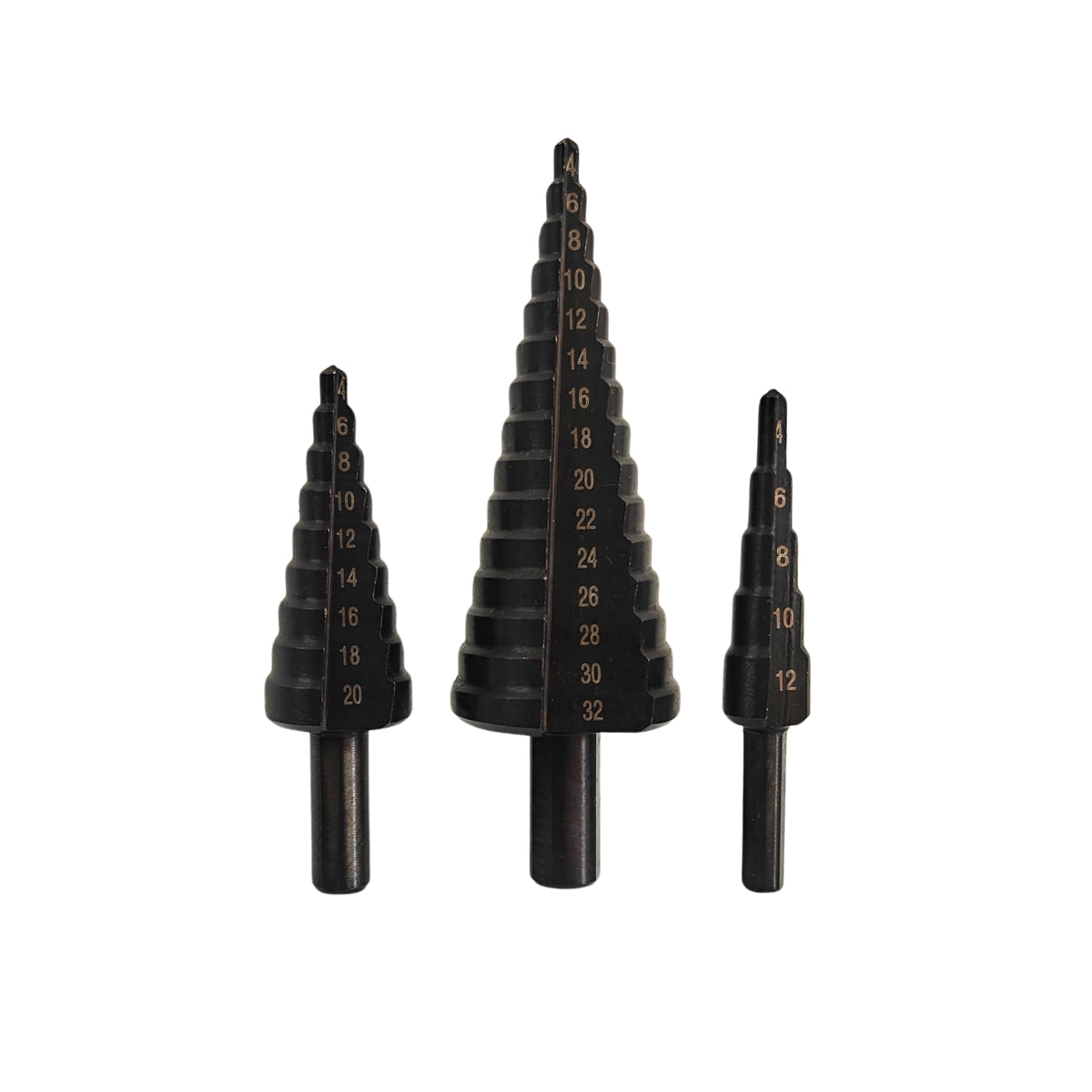 United Tools 3 Piece HSS Step Drill Bit Set 4-32mm | Metal, Wood & Plastic