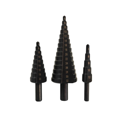 United Tools 3 Piece HSS Step Drill Bit Set 4-32mm | Metal, Wood & Plastic