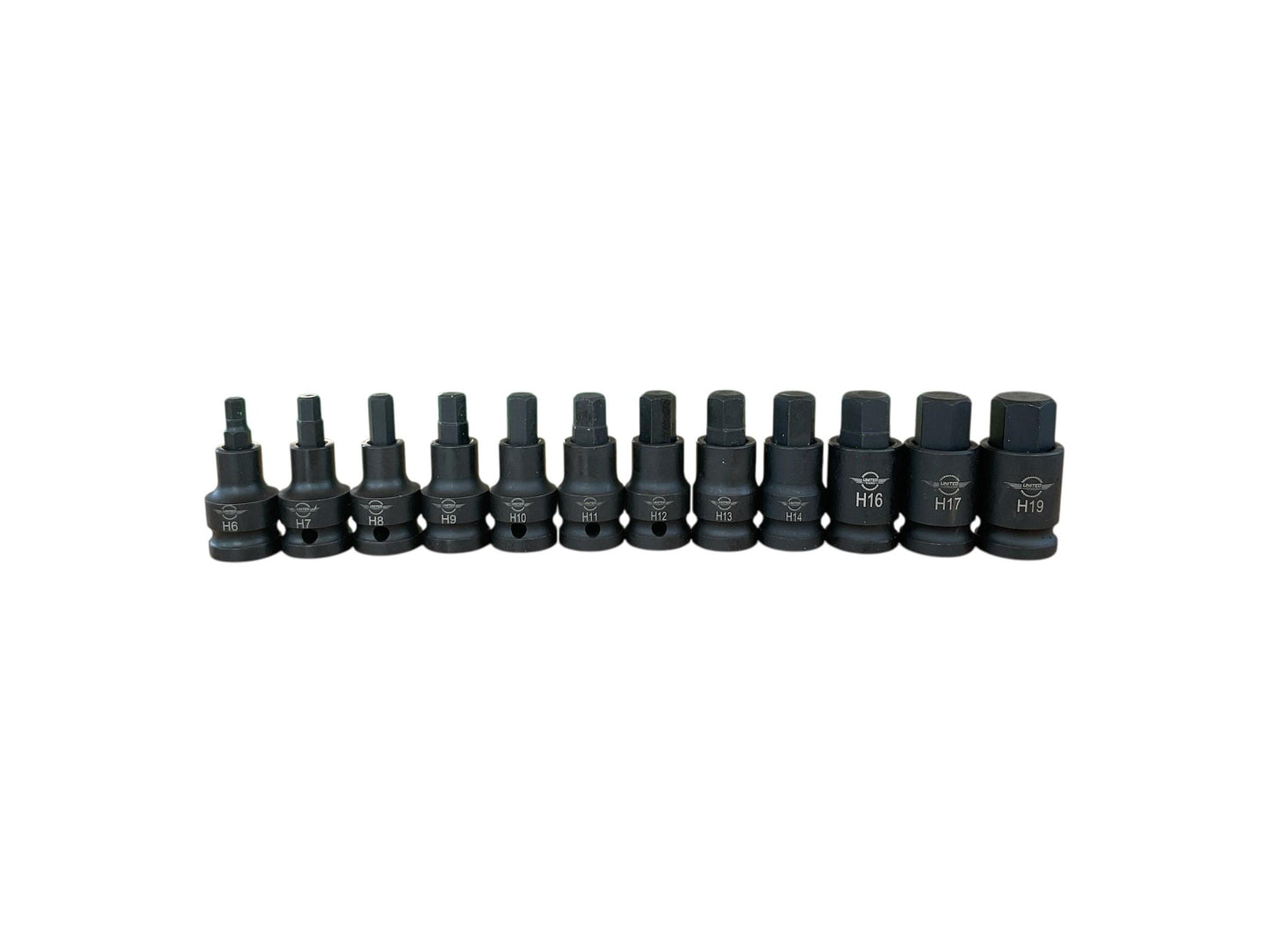 United Tools 56 Industrial IMPACT HEX Bit Socket Set H2-H19 1/4" 3/8" 1/2"Dr