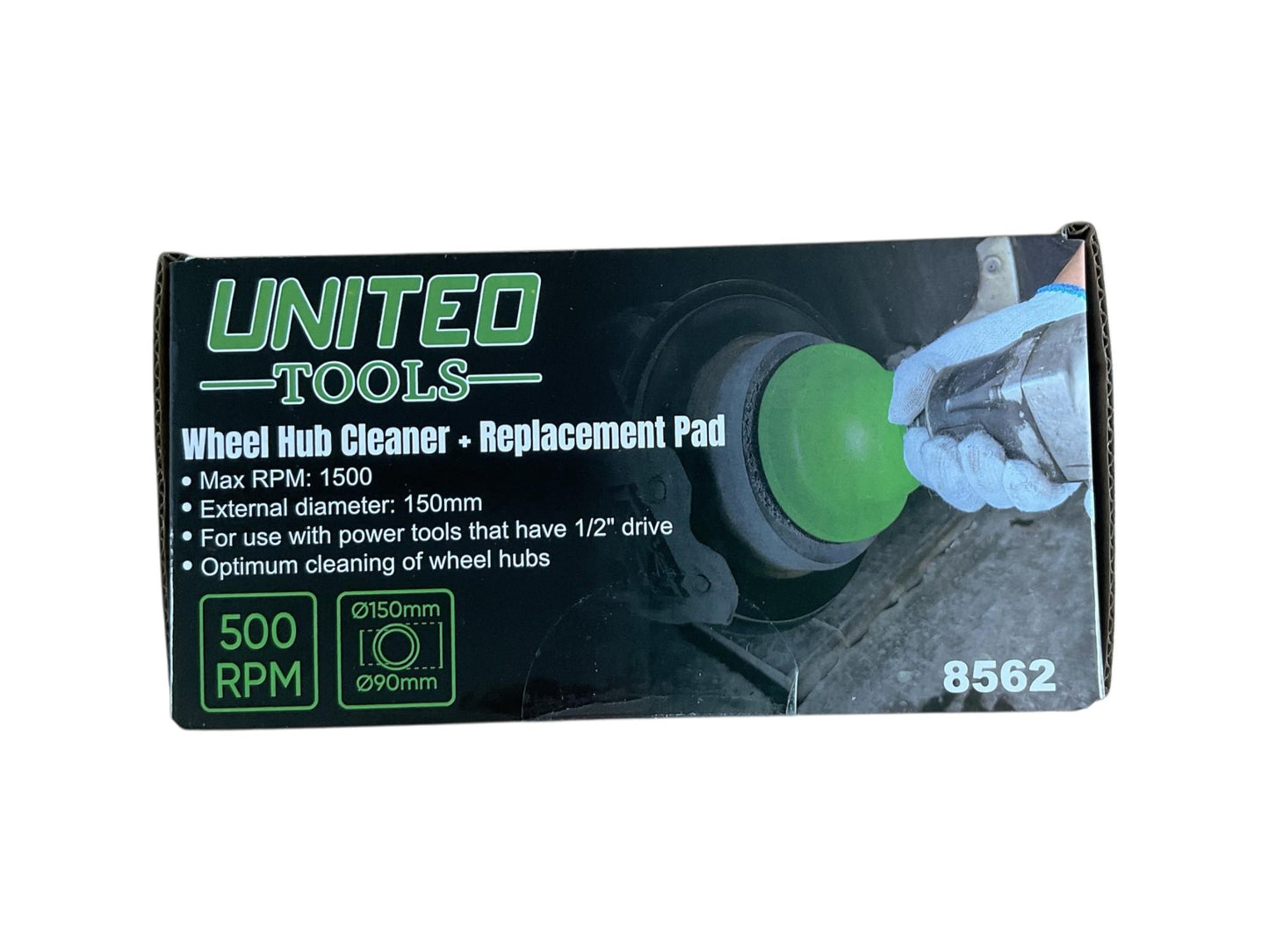 United Tools Professional Wheel Hub Cleaner With Max Rpm 1500 & 500 Rpm Option Replacement Pad Green Tool