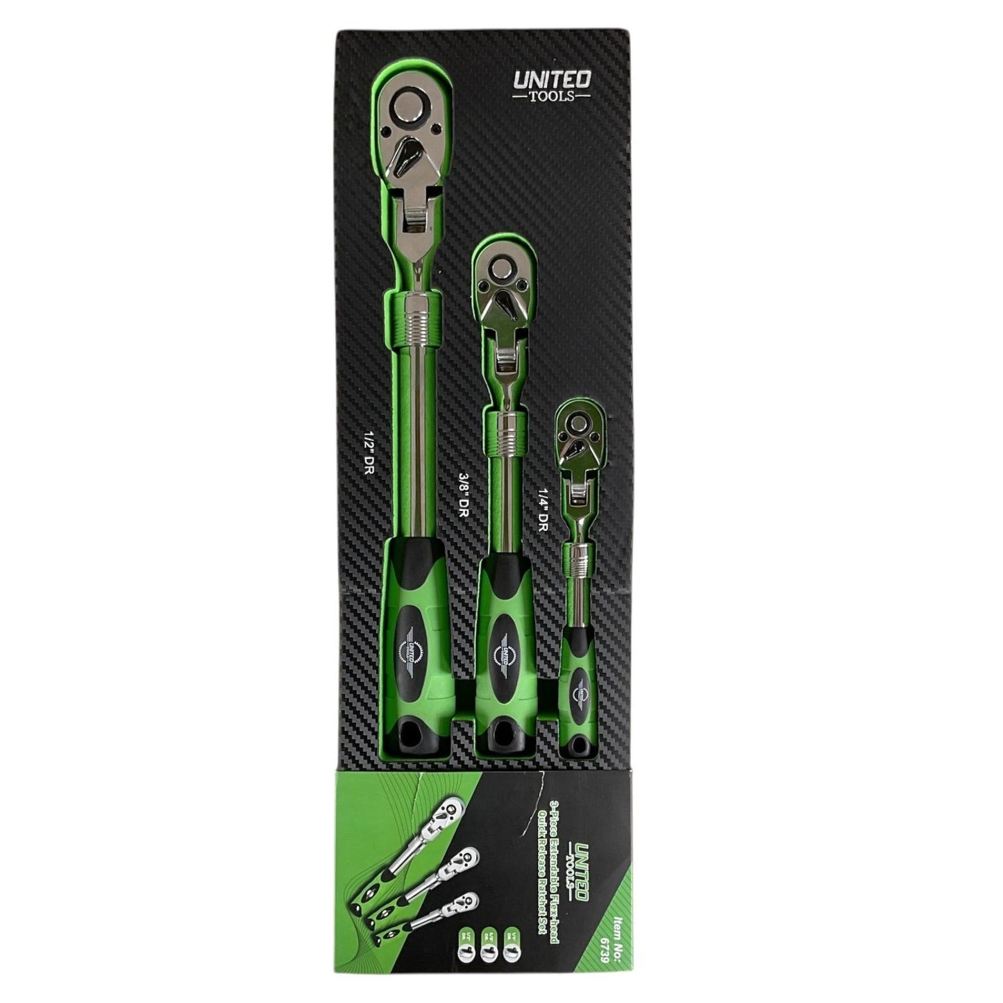 3PC Extendable Flexi-Head Quick Release Ratchet Set