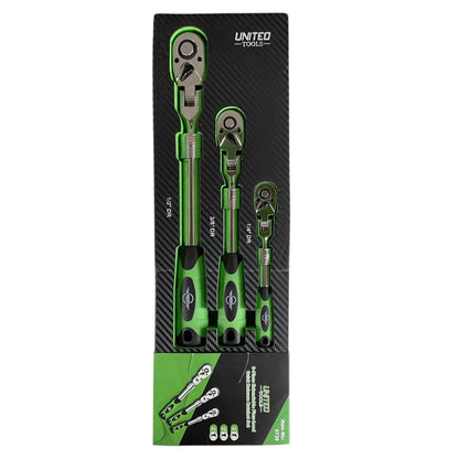 3PC Extendable Flexi-Head Quick Release Ratchet Set