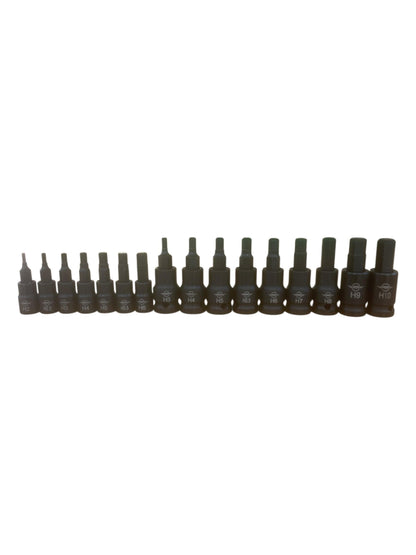United Tools 56 Industrial IMPACT HEX Bit Socket Set H2-H19 1/4" 3/8" 1/2"Dr