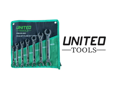Flare Nut Spanner Set 7PC Brake Pipe Gas Fuel Spanner Flare Wrench 8-24mm