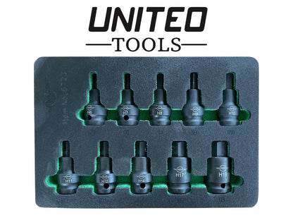 United Tools 10PC 1/2" Dr IMPACT HEX Drr Sockets