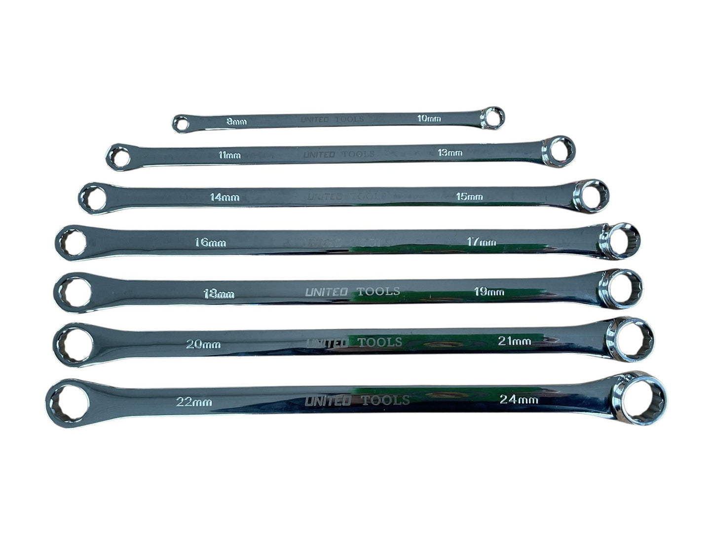 7PC Aviation Double Ended Ring Extra Long Spanner Set 8-24mm Spanners