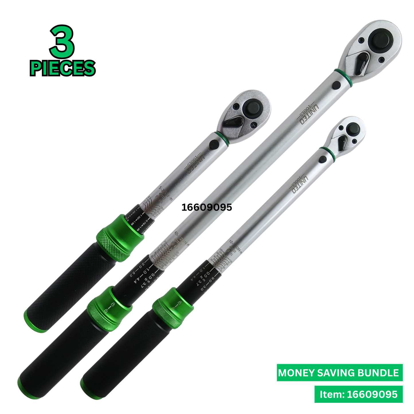 3PC Torque Wrench Set 1/4, 3/8, 1/2" in Drive, Quick Release Calibrated