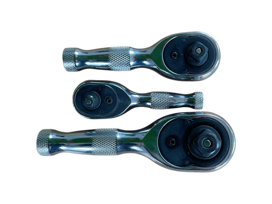 United Tools 3PC Quick Release Stubby Ratchet Set 1/4 Dr, 3/8 Dr & 1/2 Dr
