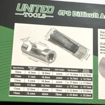 United Tools Difficult Access Sockets Lamba 3/8 + 1/2" Dr 10mm-19mm