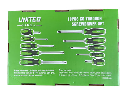 United Tools 10pc Magnetic Screwdriver Set Go Through Phillips Slotted in EVA Tray