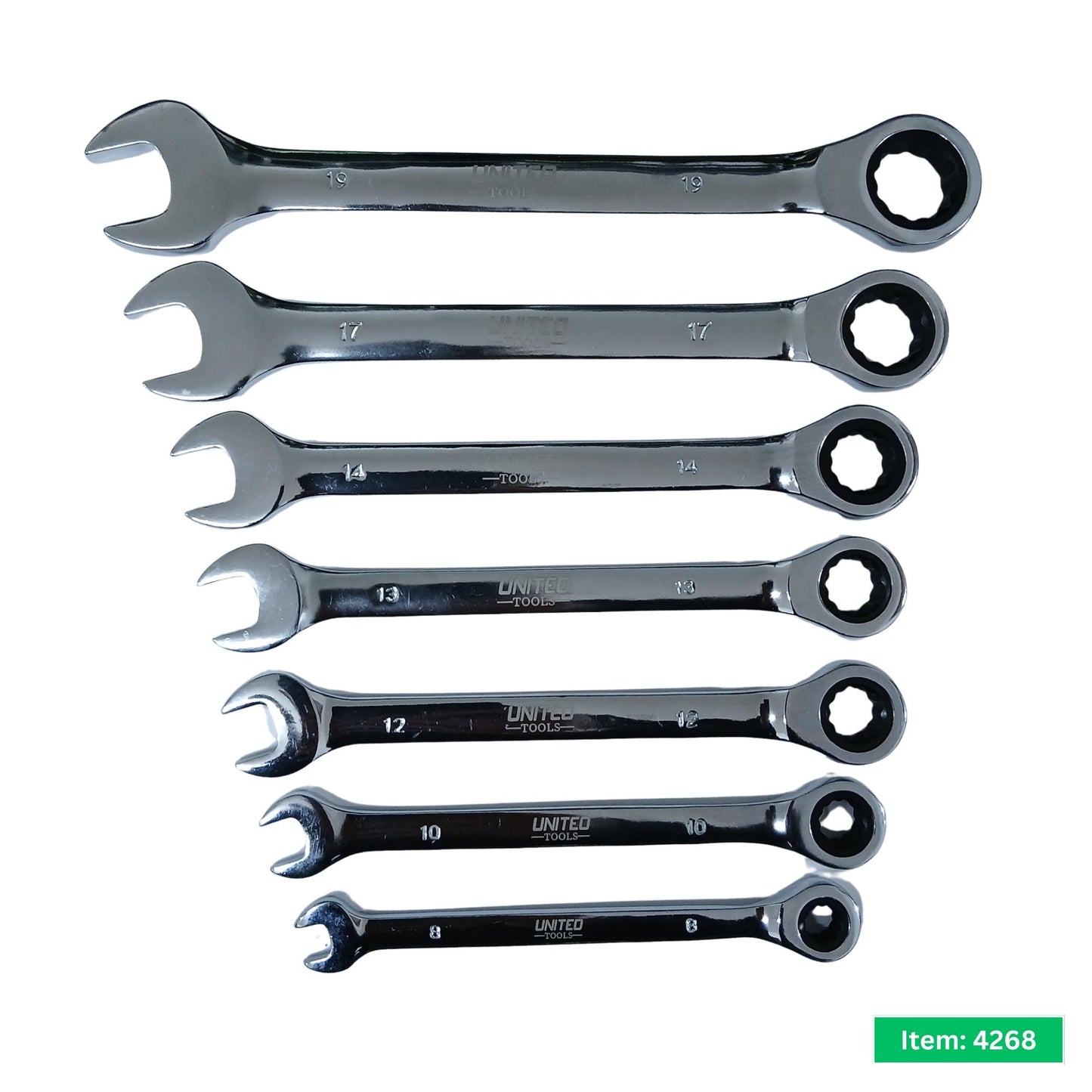 7PC Combination 72 Tooth Ratchet Spanner Set-8-19mm