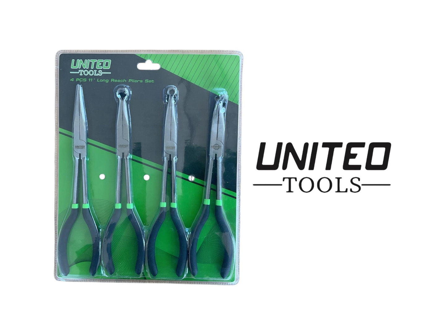 United Tools 4pc 285mm Long Reach Pliers Set Soft Grip Handles